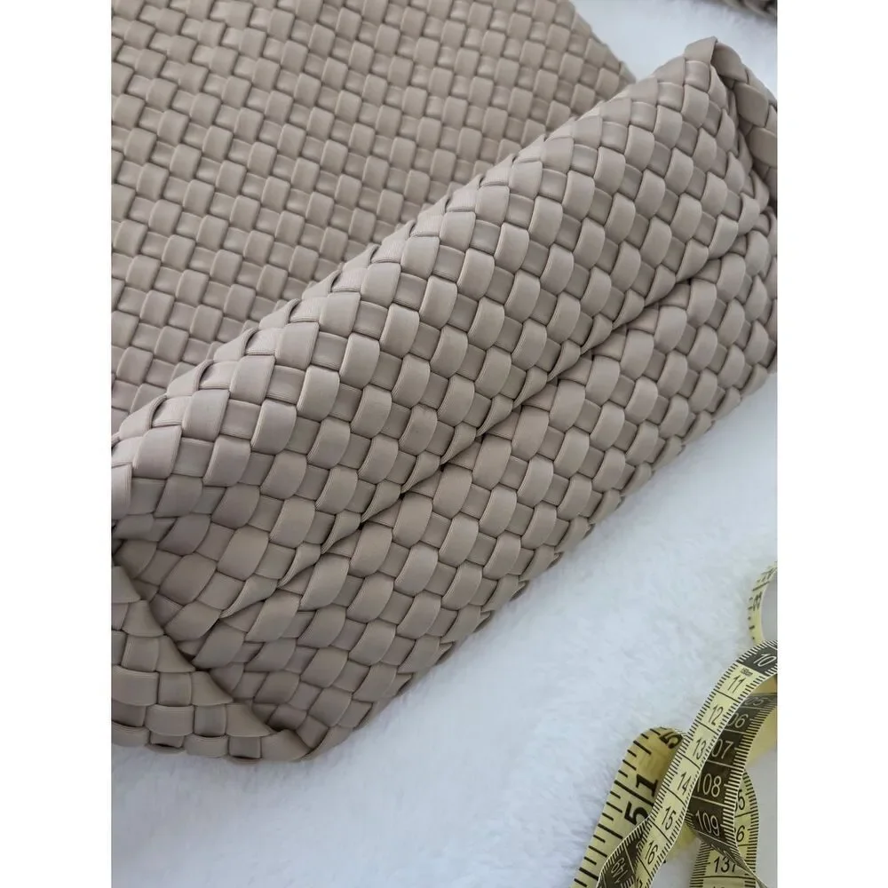 Woven Taupe Hobo Bag with Matching Pouch